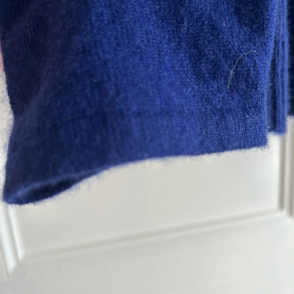 Isaac Mizrahi 100% cashmere Royal Blue Open Cardigan Size L - Picture 8 of 14